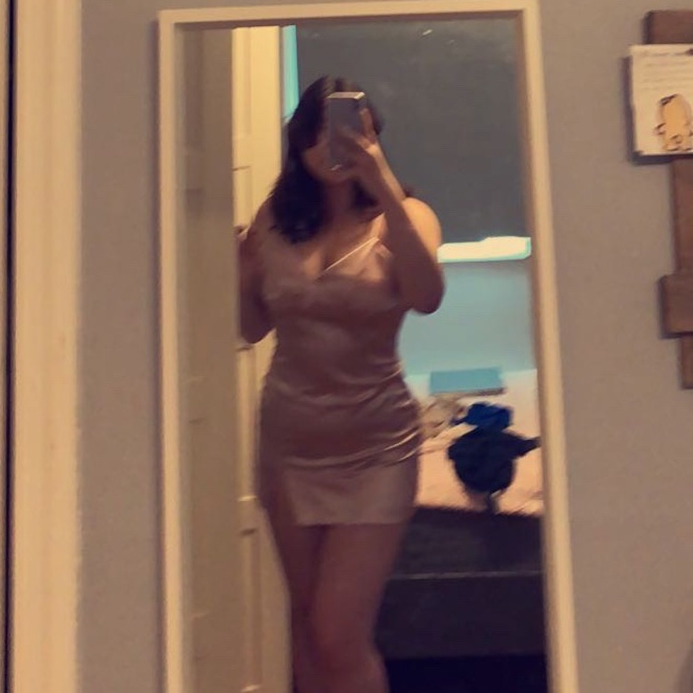 pink silky dress